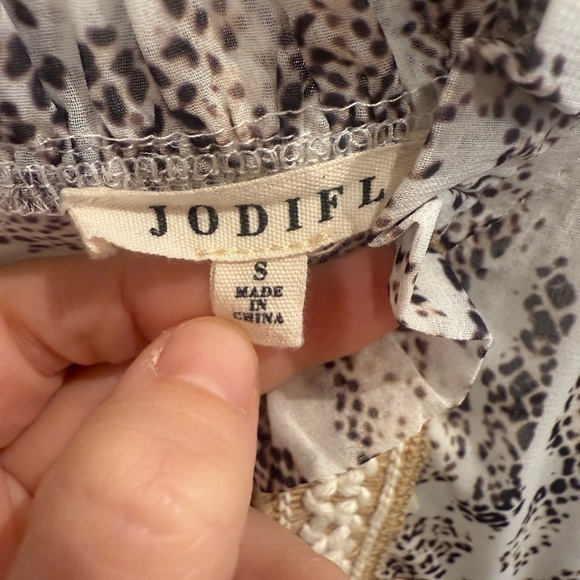 JODIFL Leopard Print Blouse with Sheer Patterned Sleeves - Picture 2 of 4